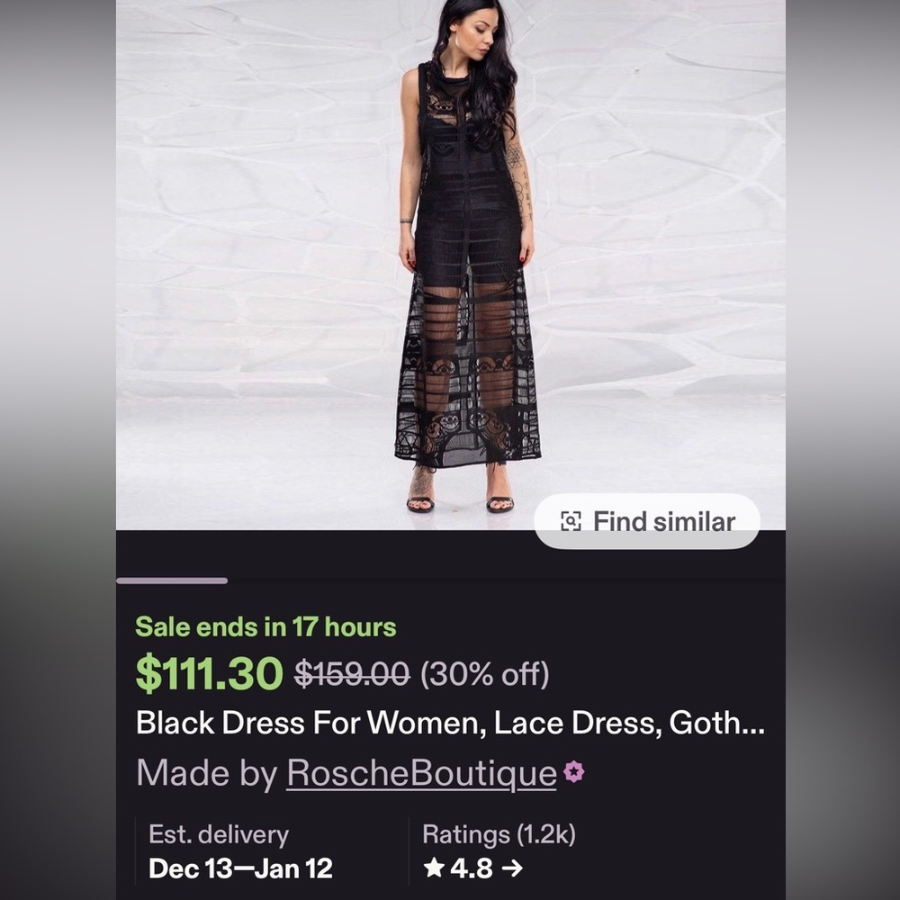🖤Black Lace Sleeveless Maxi Dress by Rosche 💛🖤 NWOT - Picture 11 of 11